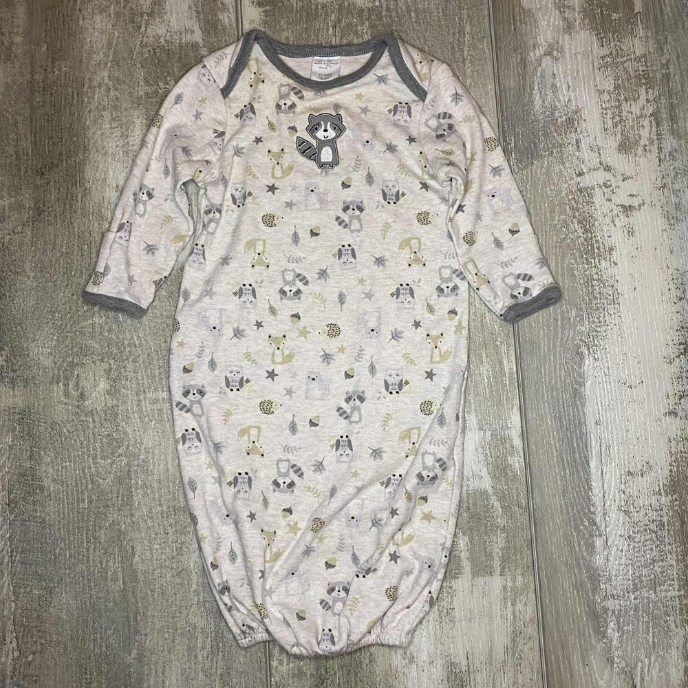 woodland baby gown raccoon baby gown